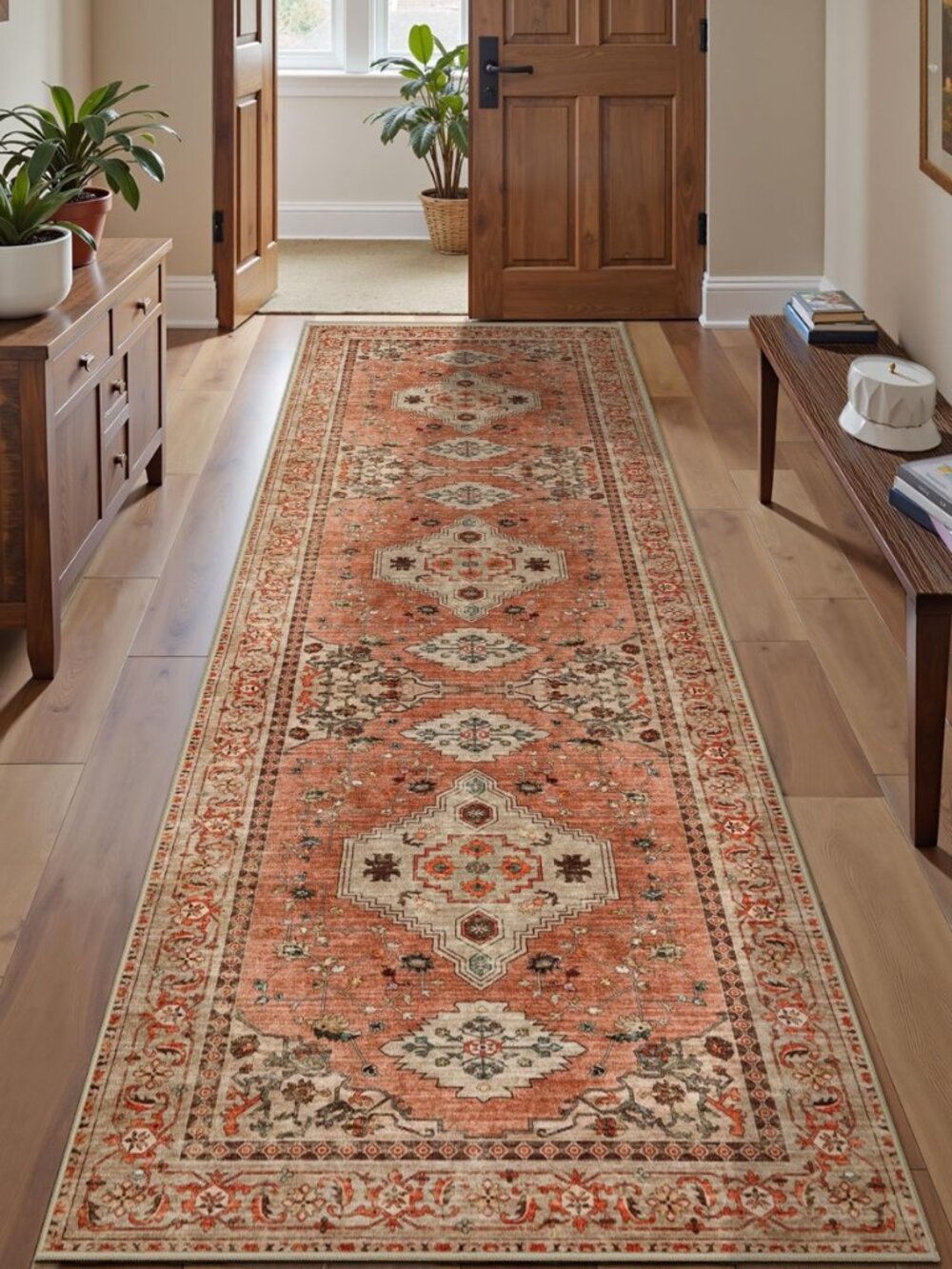 Boho 2.6x8 Washable Runner Rugs for Hallway, Runner Rug Non Slip